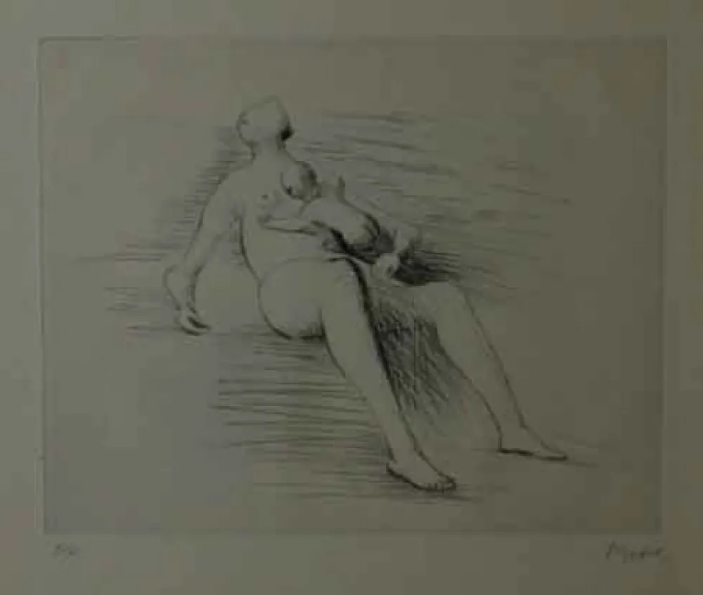 Água-Forte Moore - RECLING MOTHER AND CHILD II
