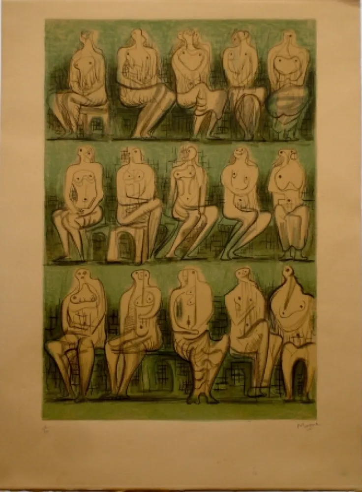 Litografia Moore - Seated Figures