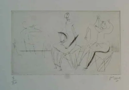 Água-Forte Moore - TWO SEATED FIGURES I