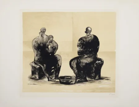 Litografia Moore - Two Women Bathing Child II (C. 310)