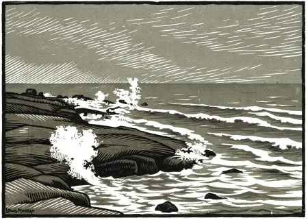Xilogravura Moreau - LA MER / THE SEA - Bretagne / Brittany - France - 1910