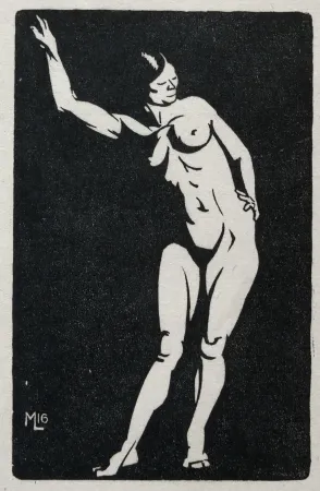 Xilogravura Moreau - NU / NUDE - 1913