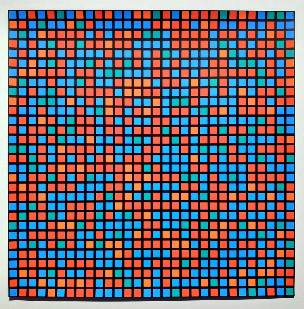 Serigrafia Morellet - Chartres bleu rouge