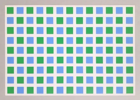 Serigrafia Morellet - Quadrillage vert et bleu