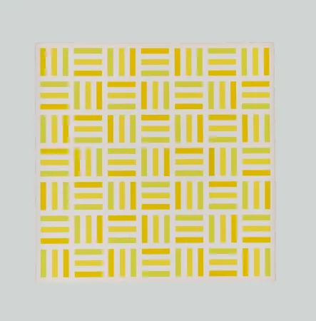 Serigrafia Morellet - Tirets jaunes,jaunes-verts,jaunes orange