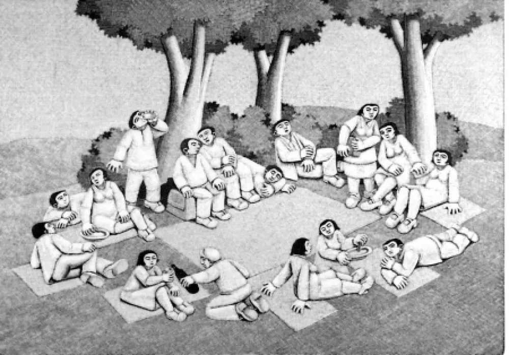 Xilogravura Morena - La scampagnata