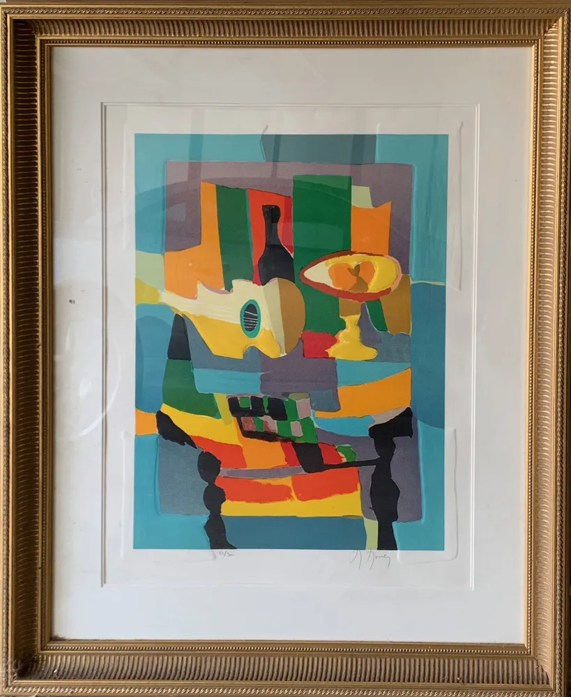 Água-Forte E Água-Tinta Mouly - Blue Still Life with Guitar