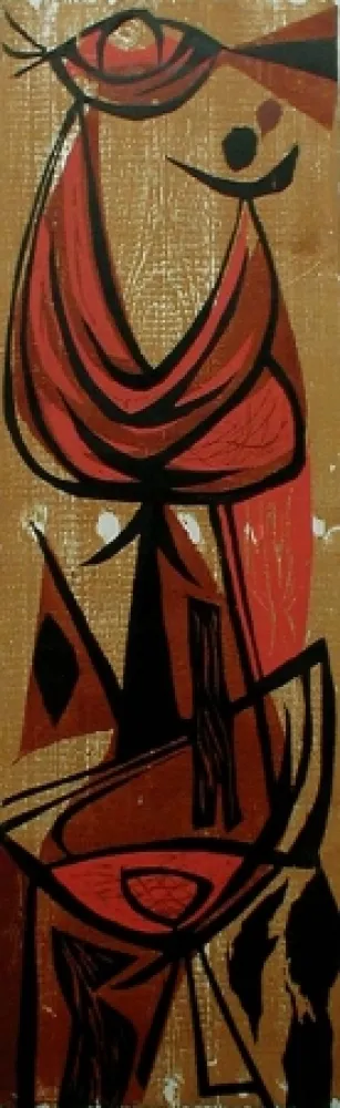 Xilogravura Moy - Girl Juggling