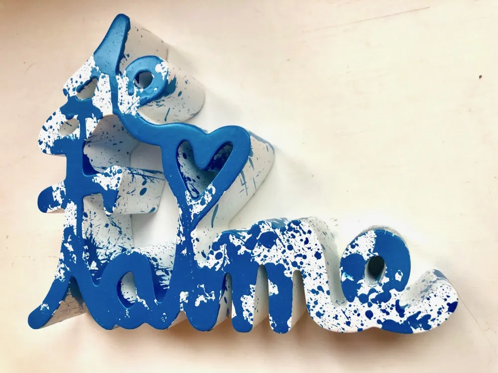 Múltiplo Mr. Brainwash - Je t`aime Splash blue sculpture