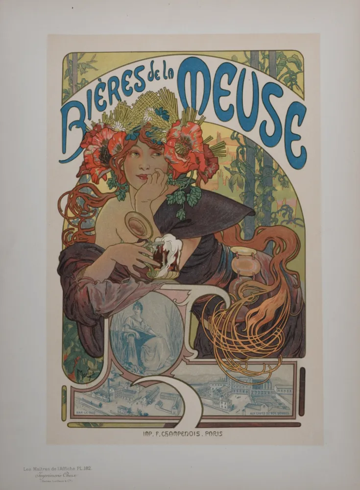 Litografia Mucha - Bières de la Meuse, Les Maîtres de l'Affiche, 1899
