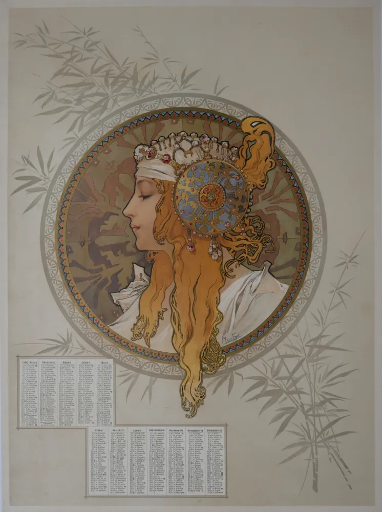 Cartaz Mucha - Byzantine Heads / Blonde. 