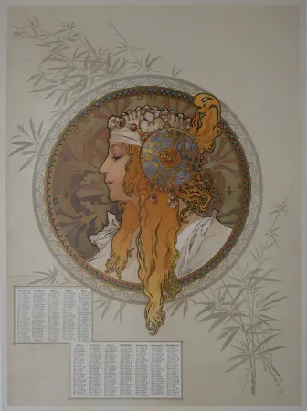 Cartaz Mucha - Byzantine Heads / Blonde. 