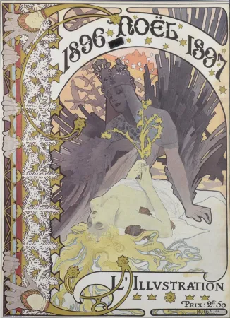 Litografia Mucha - L'Illustration magazine: cover for Christmas 1896/1897, (1896)