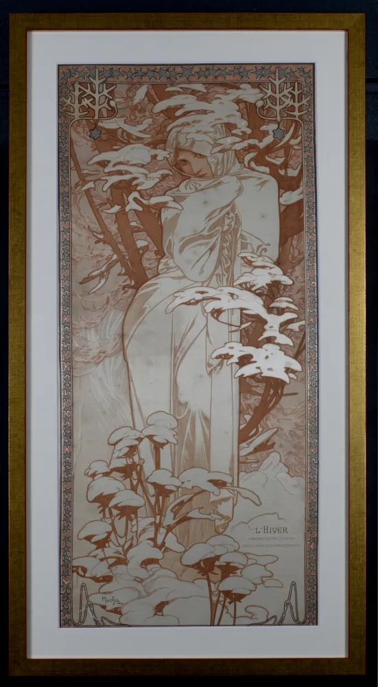 Litografia Mucha - The Seasons : Winter, 1900