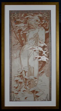 Litografia Mucha - The Seasons : Winter, 1900