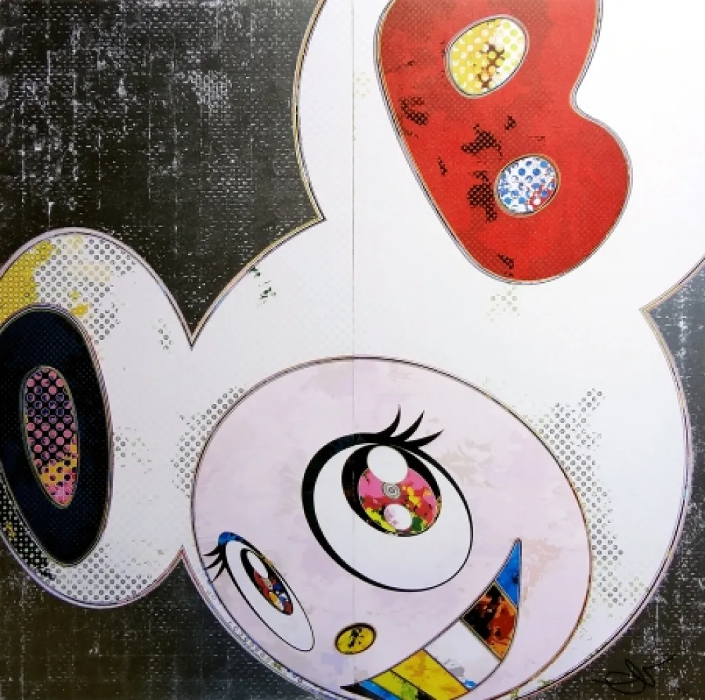 Litografia Murakami - DOB in pure white robe (navy & vermilion)