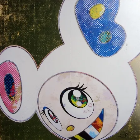 Litografia Murakami - DOB in pure white robe (pink & blue)