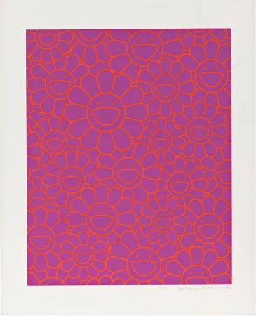 Serigrafia Murakami - October Story (Lavender Orange Flowers)