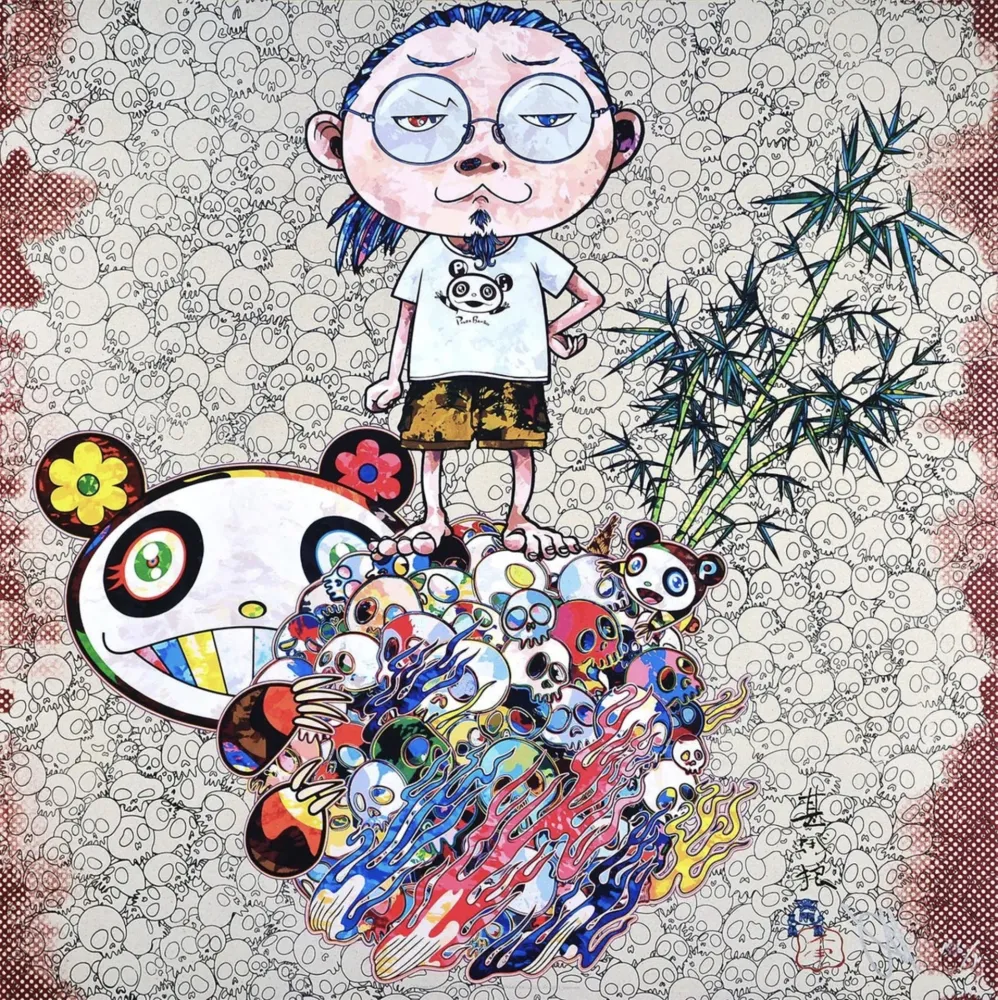 Litografia Murakami - Panda family and me