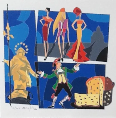 Serigrafia Nespolo - Serigrafia tratta dalla cartella Milan l'è un gran Milan