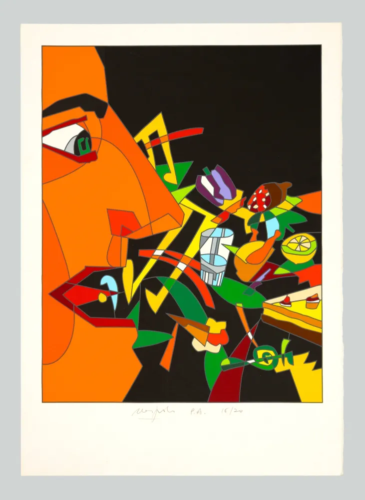 Serigrafia Nespolo - Soggetto in rosso