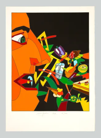 Serigrafia Nespolo - Soggetto in rosso