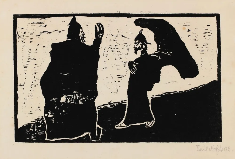 Xilogravura Nolde - General und Diener (General and Servant)