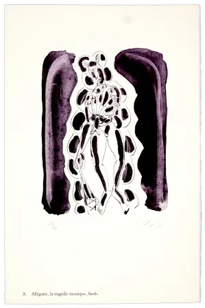 Litografia Nørgaard - A. Allégorie, la tragédie mosaïque, Sarah