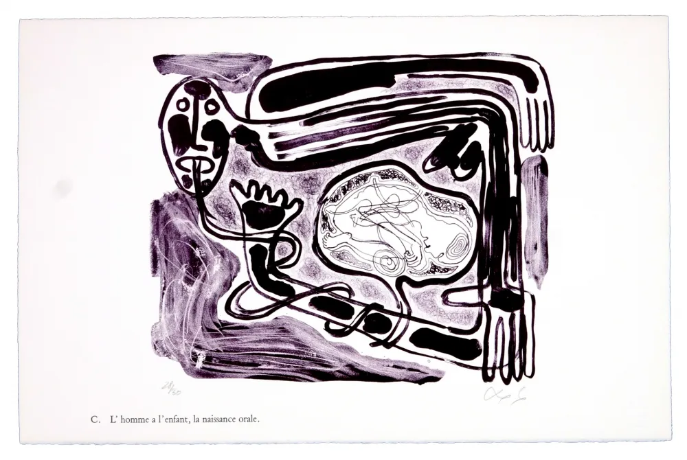 Litografia Nørgaard - C. L'homme a l'enfant, la naissance orale