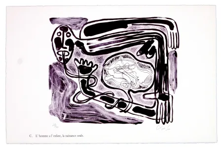 Litografia Nørgaard - C. L'homme a l'enfant, la naissance orale
