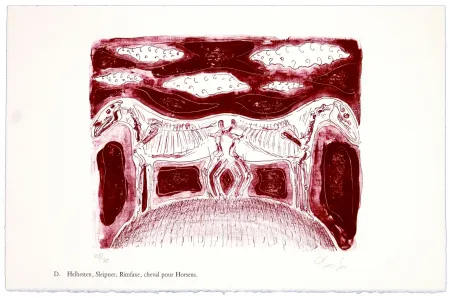 Litografia Nørgaard - D. Helhesten, Sleipner, Rimfaxe, cheval pour Horsens