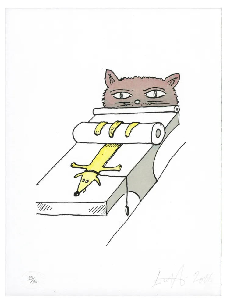 Litografia Nørgard - Chien écrasé