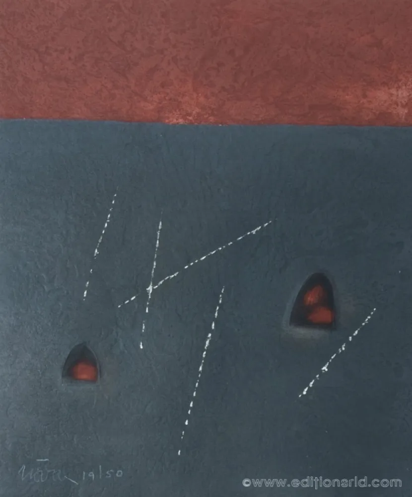 Gravura Nóvoa - CARRÉ NOIR & ROUGE 