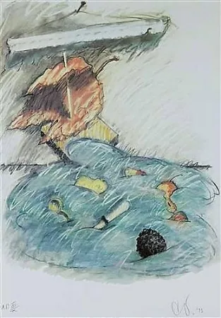 Litografia Oldenburg - Leaf Boat-Storm In The Studio