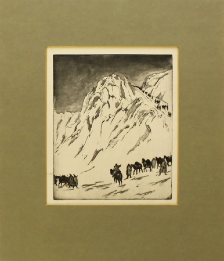 Água-Forte E Água-Tinta Orlik - Austrian Munitions Column on Serbian Border