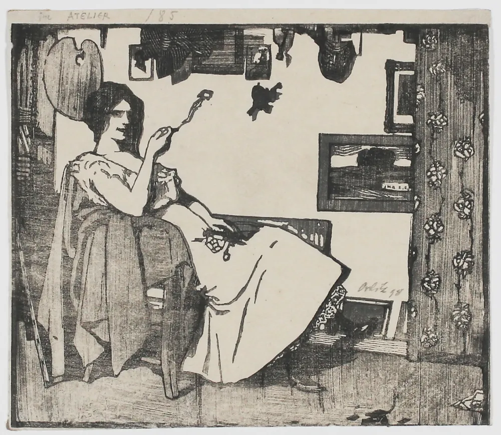 Xilogravura Orlik - Im Atelier