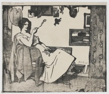 Xilogravura Orlik - Im Atelier