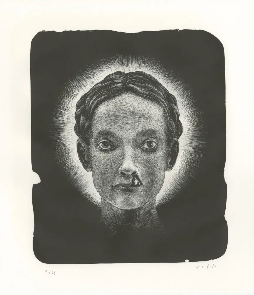 Litografia Ott - Die Heilige (La sainte) - Triptyque