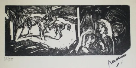 Xilogravura Pascin - Filles et cavaliers