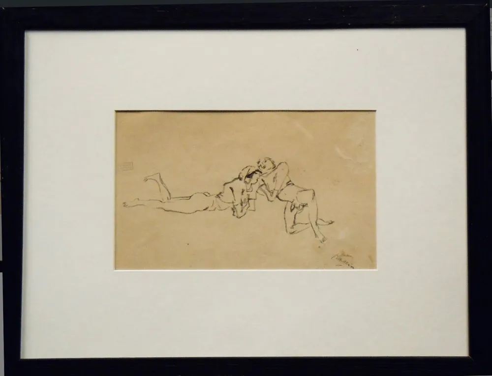 Sem Técnica Pascin - Jules Pascin. Couple allongé, vers 1922. Dessin.