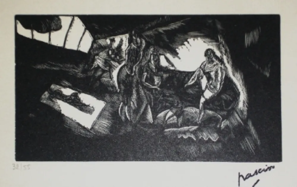 Xilogravura Pascin - L'atelier