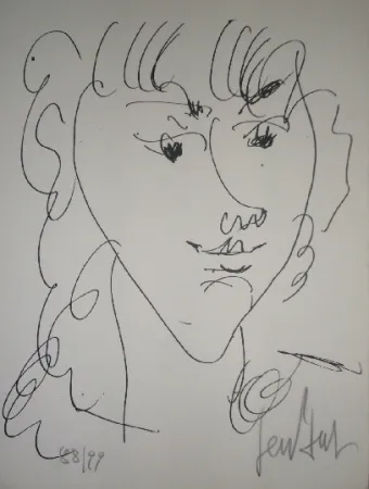 Litografia Paul  - Le modèle, portrait de Lola