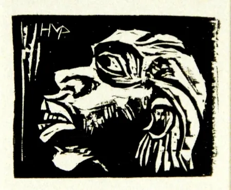 Xilogravura Pechstein - Kopf eines Insulaners (Head of an Islander)