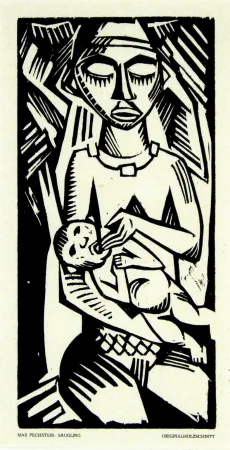 Xilogravura Pechstein - Säugling (Infant)