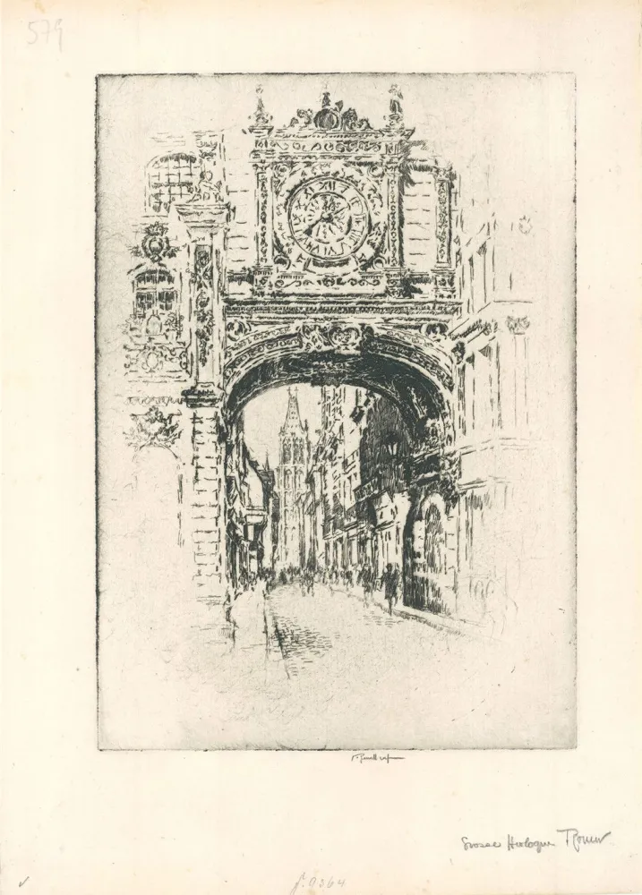 Gravura Pennell - Grosse horloge, Rouen