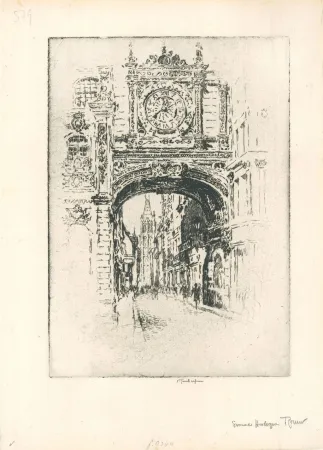 Gravura Pennell - Grosse horloge, Rouen