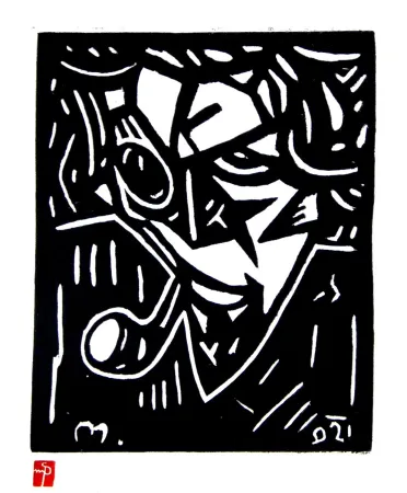 Linogravura Petrov - Autoportret (Self-portrait) 