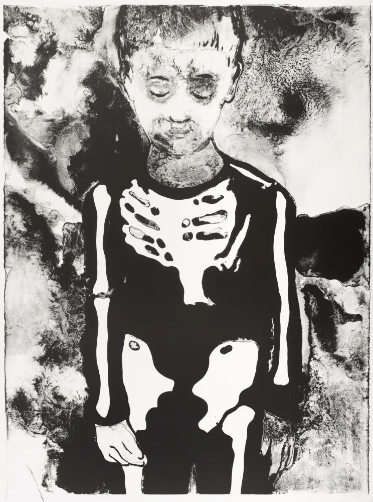 Litografia Pétrovitch - Garçon au Squelette