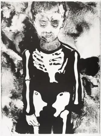 Litografia Pétrovitch - Garçon au Squelette