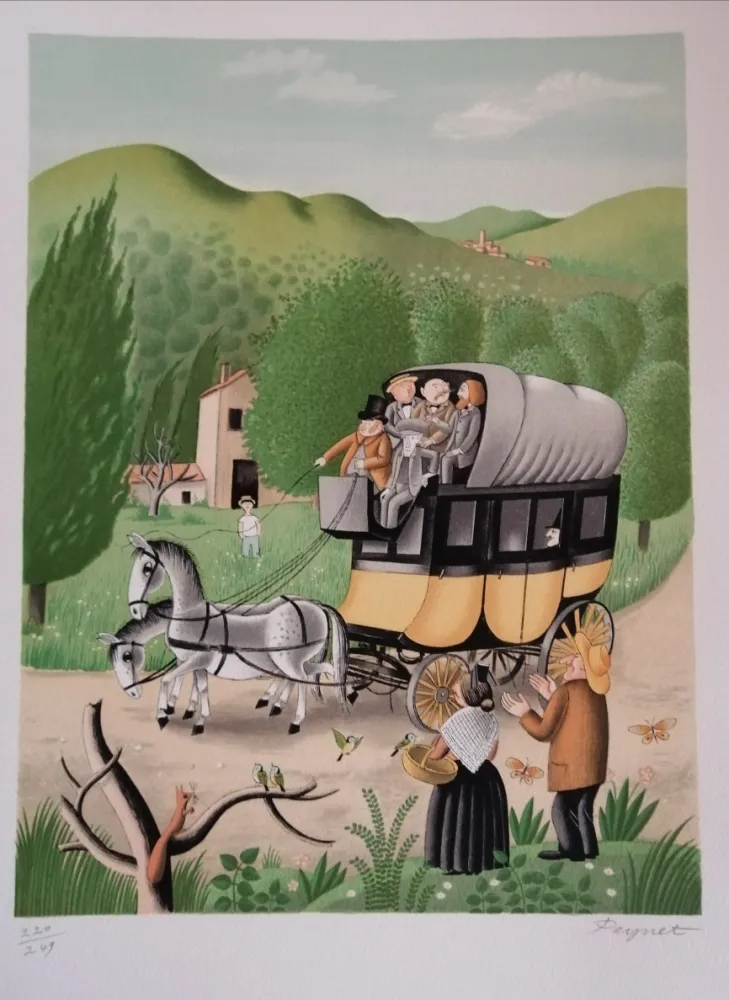 Litografia Peynet - La Diligence de Beaucaire